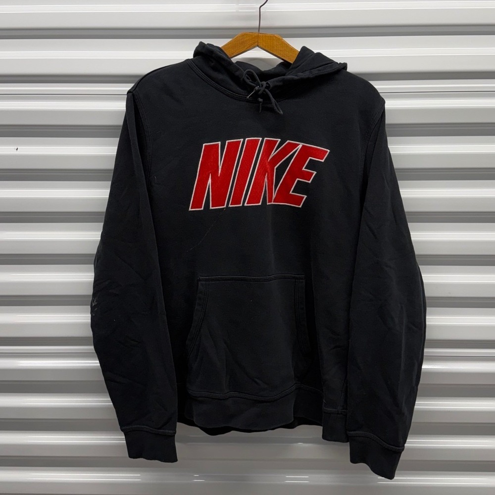 Early 00s y2k Nike Embroidered Big Letters Red/ Black Mens Large Hoodie